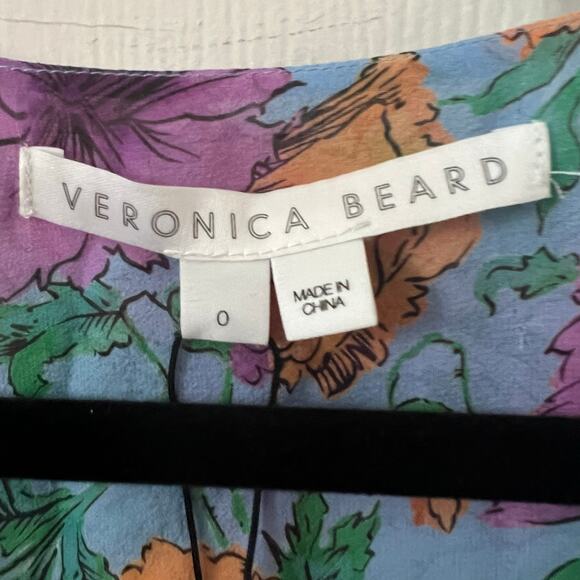 Veronica Beard Silk Sean Ruched Floral Mini Dress In Lake Blue Multi Size 0 - Picture 7 of 16